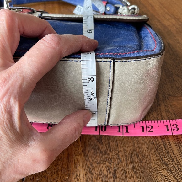 COACH Willis Legacy City Color Block Satchel Bag Blue/Grey/Coral EUC - Picture 12 of 16